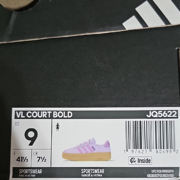 Adidas VL Court Bold Women's Platform Sneakers Powder Plum/Purple/Plum - Picture 8 of 8